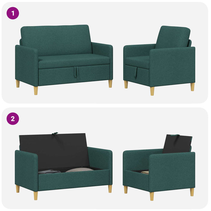 Set de canapea cu spațiu de depozitare 2 pcs Verde închis - WALTI WALTI
