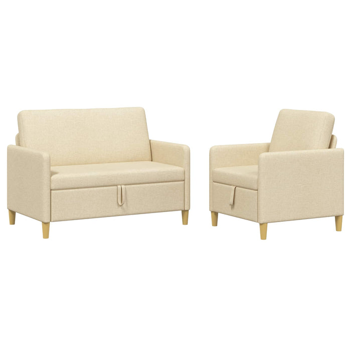 Set de canapea cu spațiu de depozitare 2 pcs Crem Poliester - WALTI WALTI