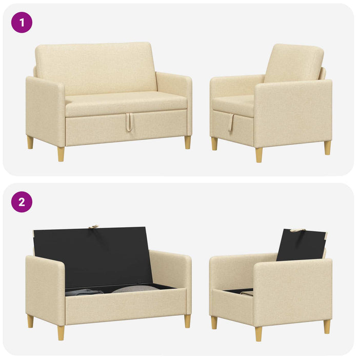 Set de canapea cu spațiu de depozitare 2 pcs Crem Poliester - WALTI WALTI