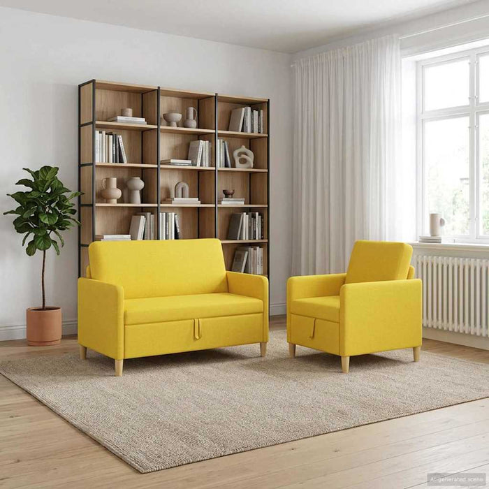 Set de canapea cu spațiu de depozitare 2 pcs Galben Deschis - WALTI WALTI