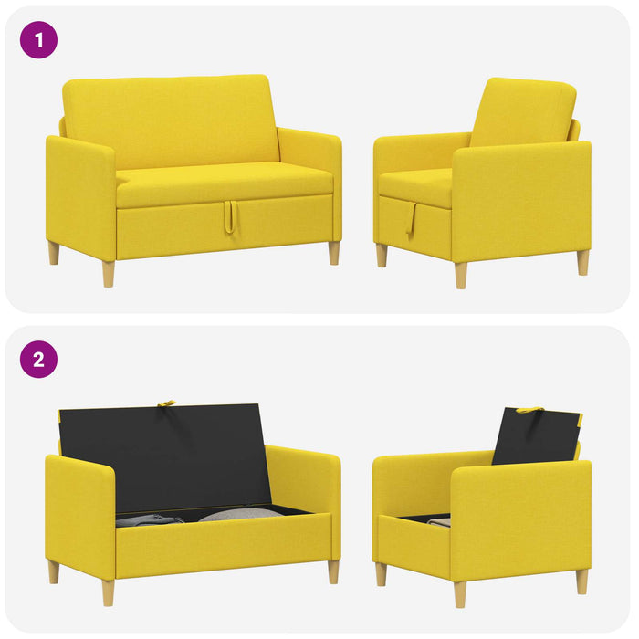 Set de canapea cu spațiu de depozitare 2 pcs Galben Deschis - WALTI WALTI