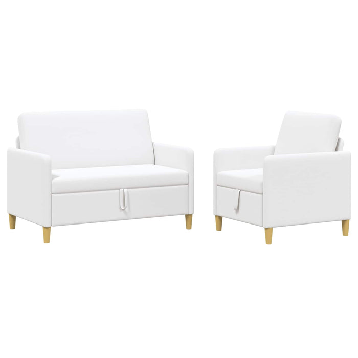 Set de canapea cu spațiu de depozitare 2 pcs Alb Poliester - WALTI WALTI