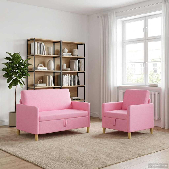 Set de canapea cu spațiu de depozitare 2 pcs Roz Poliester - WALTI WALTI