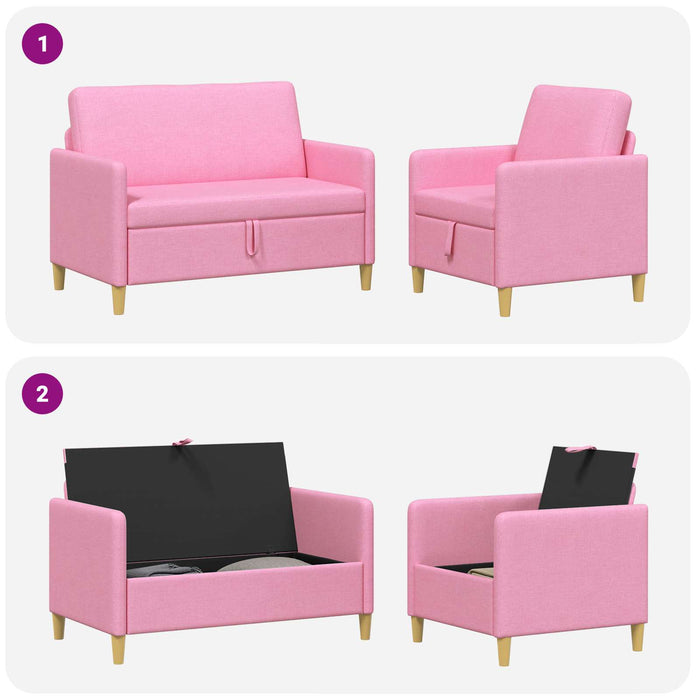 Set de canapea cu spațiu de depozitare 2 pcs Roz Poliester - WALTI WALTI