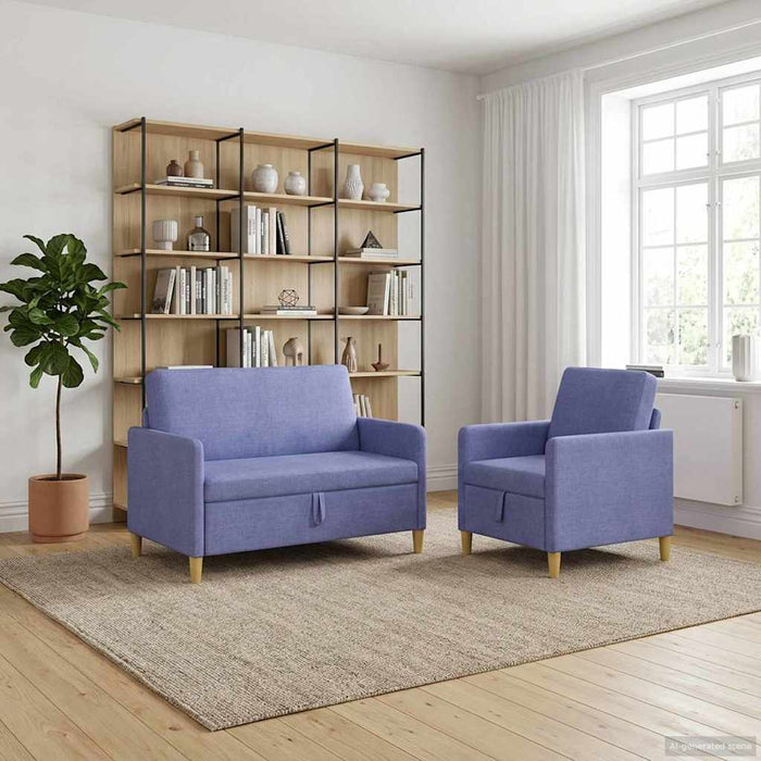 Set de canapea cu spațiu de depozitare 2 pcs Albastru Jeans - WALTI WALTI