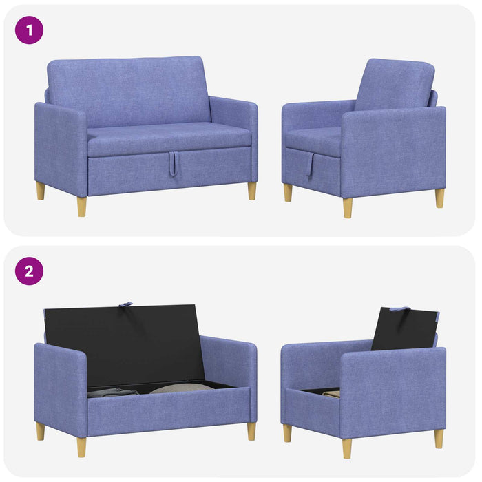 Set de canapea cu spațiu de depozitare 2 pcs Albastru Jeans - WALTI WALTI