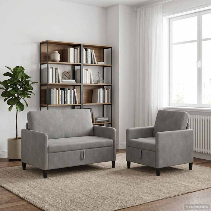 Set de canapea cu spațiu de depozitare 2 buc. Gri deschis WALTI