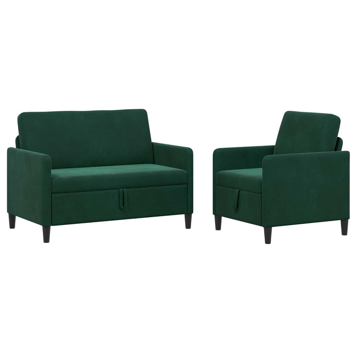 Set de canapea cu spațiu de depozitare 2 buc. Verde închis WALTI