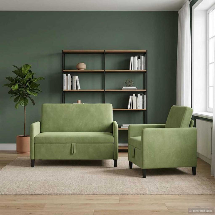 Set de canapea cu spațiu de depozitare 2 buc. Verde deschis WALTI