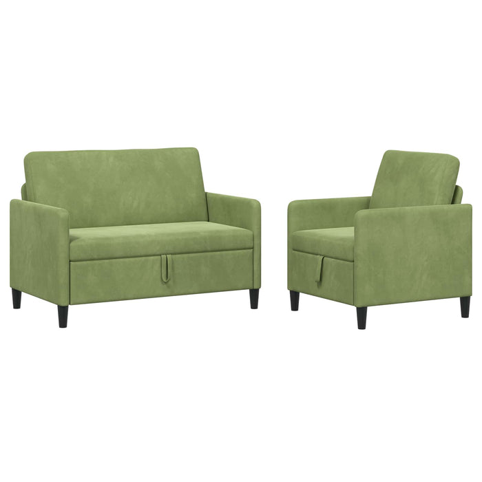 Set de canapea cu spațiu de depozitare 2 buc. Verde deschis WALTI