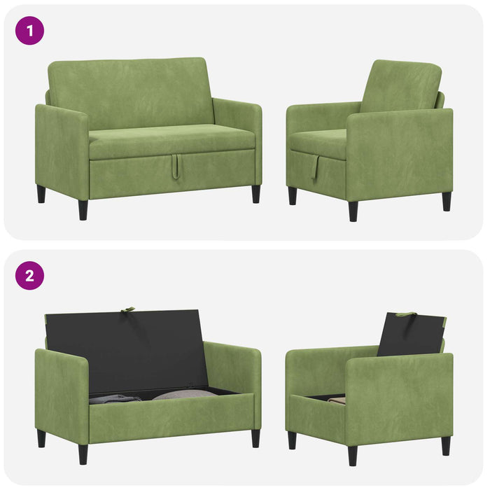 Set de canapea cu spațiu de depozitare 2 buc. Verde deschis WALTI