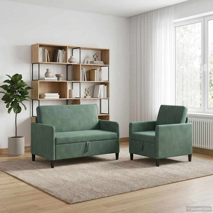 Set de canapea cu spațiu de depozitare 2 buc. Verde Mării WALTI