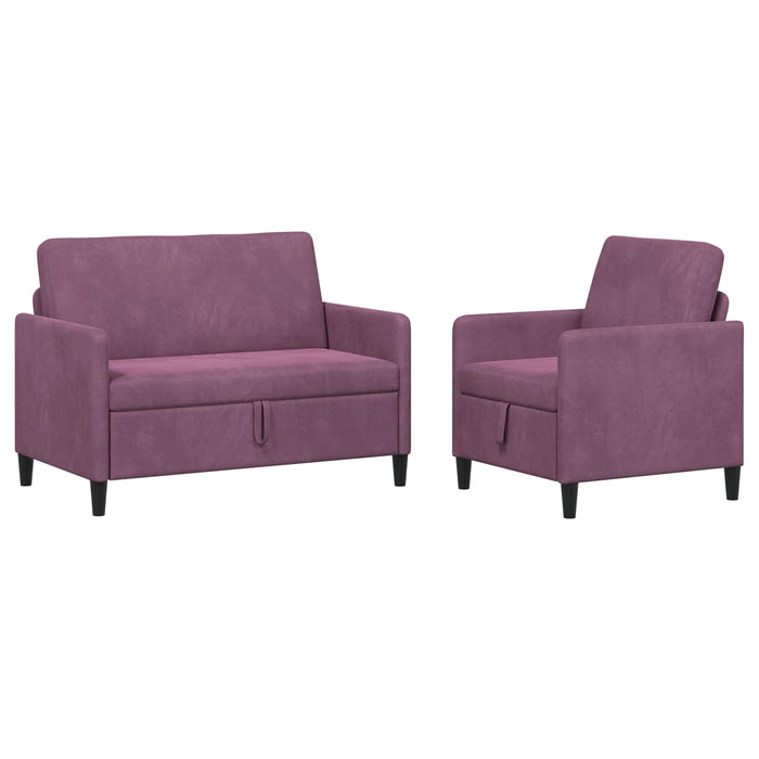 Set de canapea cu spațiu de depozitare 2 buc. Violet Poliester WALTI