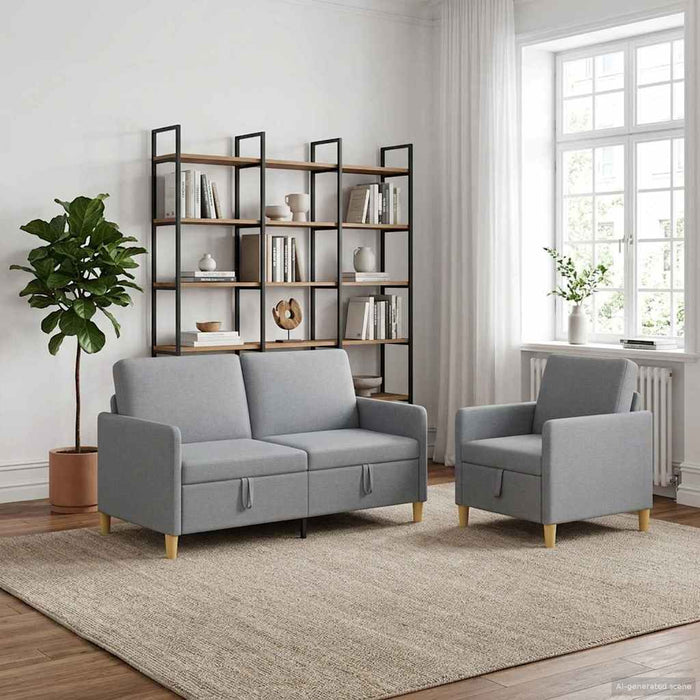 Set de canapea cu spațiu de depozitare 2 pcs Gri deschis - WALTI WALTI