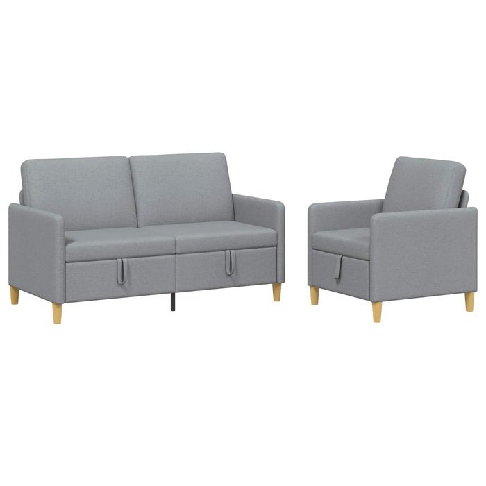 Set de canapea cu spațiu de depozitare 2 pcs Gri deschis - WALTI WALTI