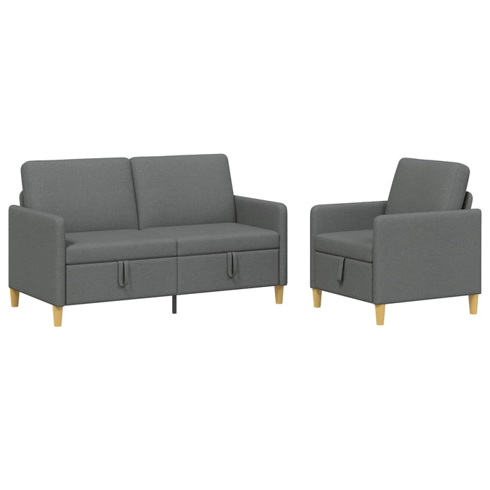 Set de canapea cu spațiu de depozitare 2 pcs Gri închis - WALTI WALTI