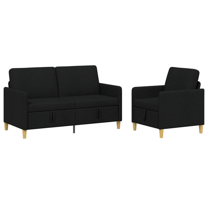 Set de canapea cu spațiu de depozitare 2 pcs Negru Poliester - WALTI WALTI