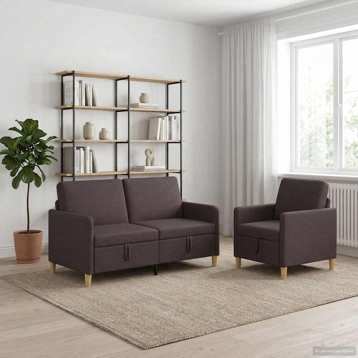 Set de canapea cu spațiu de depozitare 2 pcs Maro închis - WALTI WALTI