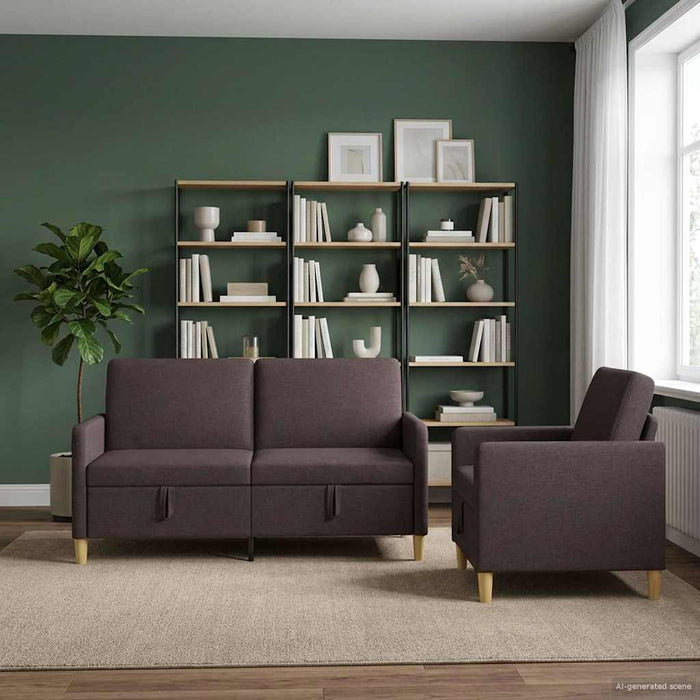 Set de canapea cu spațiu de depozitare 2 pcs Maro închis - WALTI WALTI