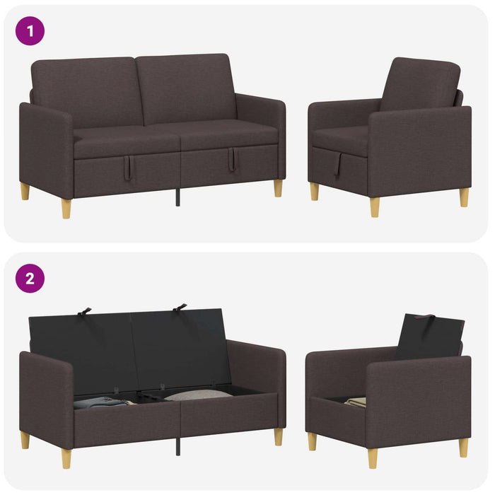 Set de canapea cu spațiu de depozitare 2 pcs Maro închis - WALTI WALTI