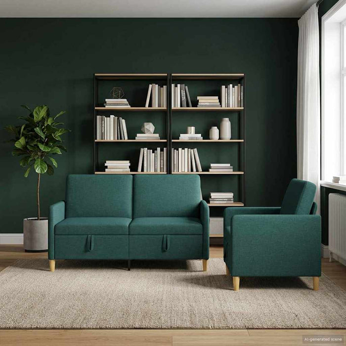 Set de canapea cu spațiu de depozitare 2 pcs Verde închis - WALTI WALTI