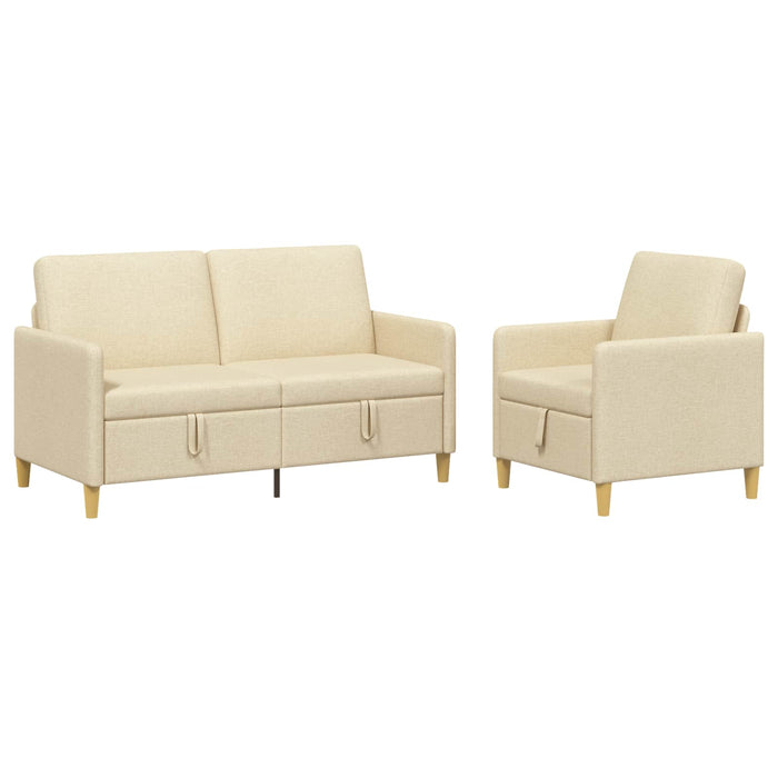 Set de canapea cu spațiu de depozitare 2 pcs Crem Poliester - WALTI WALTI