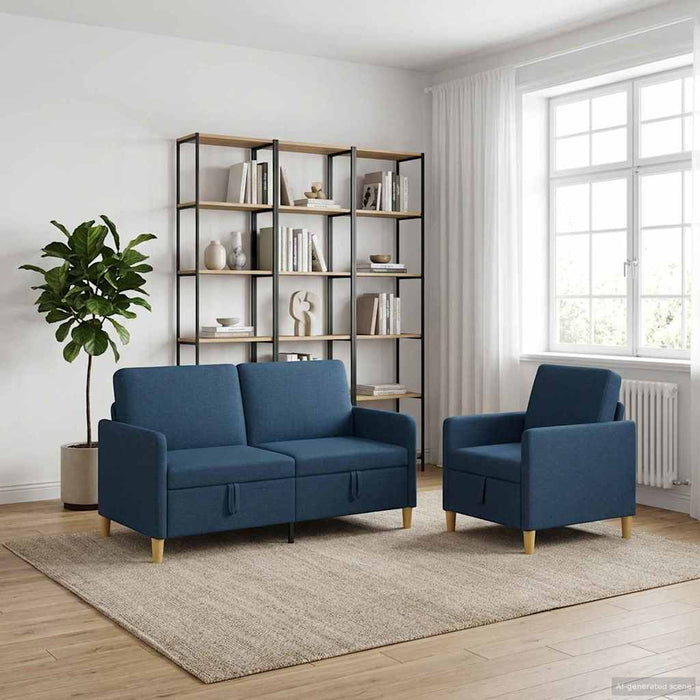 Set de canapea cu spațiu de depozitare 2 pcs albastru Poliester - WALTI WALTI