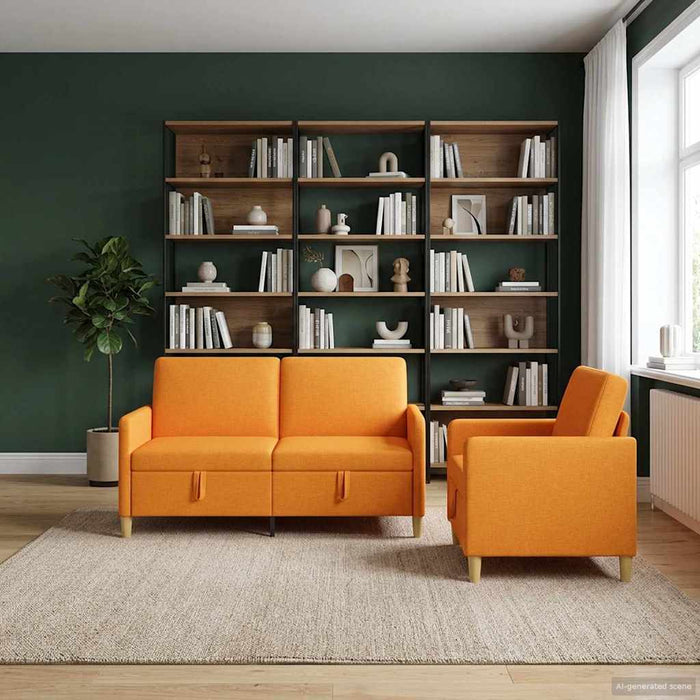 Set de canapea cu spațiu de depozitare 2 pcs Galben Întunecat - WALTI WALTI