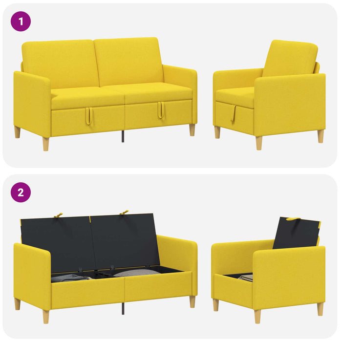Set de canapea cu spațiu de depozitare 2 pcs Galben Deschis - WALTI WALTI