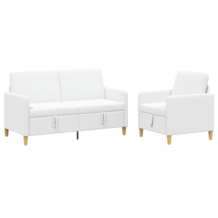 Set de canapea cu spațiu de depozitare 2 pcs Alb Poliester - WALTI WALTI