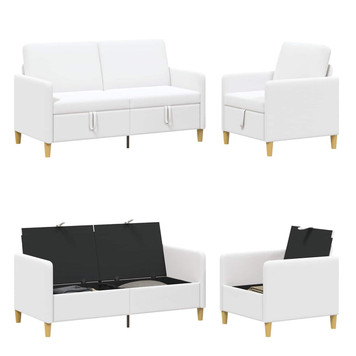 Set de canapea cu spațiu de depozitare 2 pcs Alb Poliester - WALTI WALTI