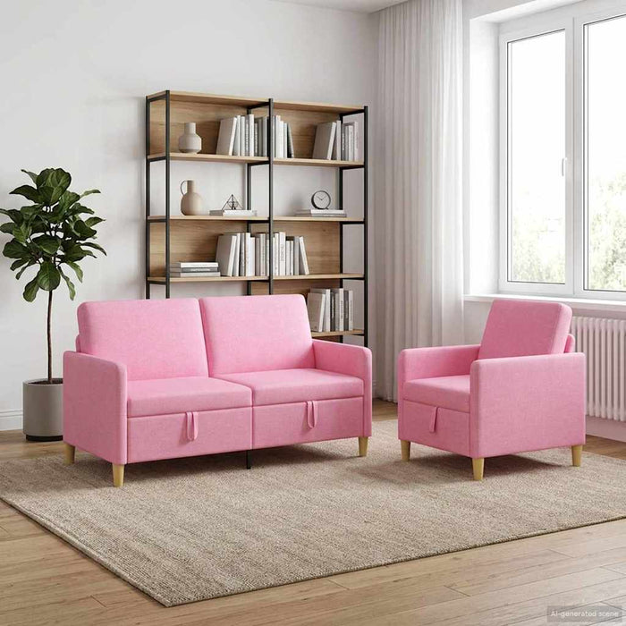 Set de canapea cu spațiu de depozitare 2 pcs Roz Poliester - WALTI WALTI