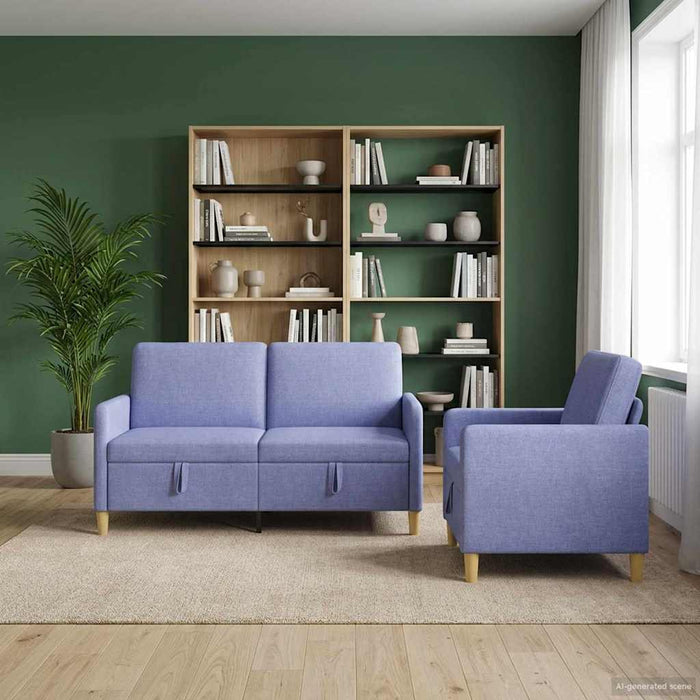 Set de canapea cu spațiu de depozitare 2 pcs Albastru Jeans - WALTI WALTI