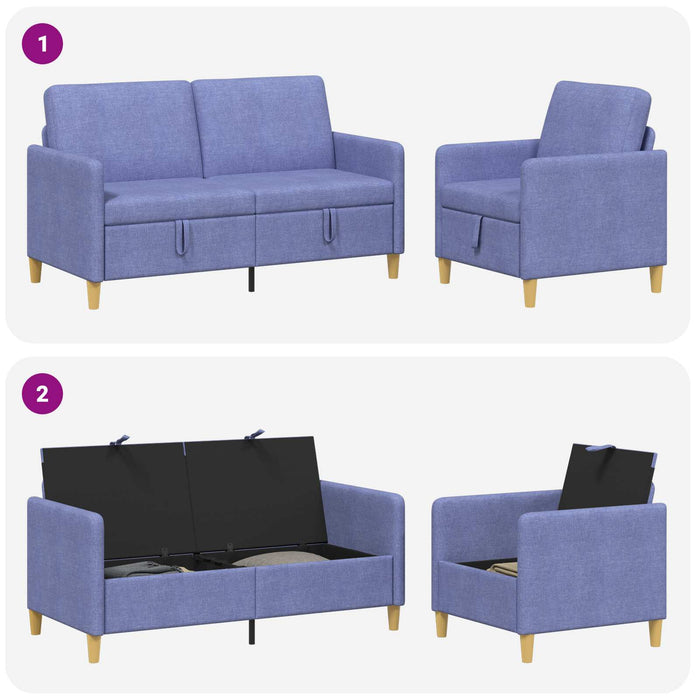 Set de canapea cu spațiu de depozitare 2 pcs Albastru Jeans - WALTI WALTI
