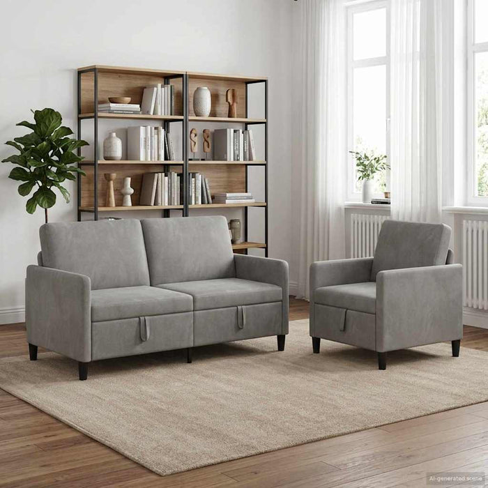 Set de canapea cu spațiu de depozitare 2 buc. Gri deschis WALTI