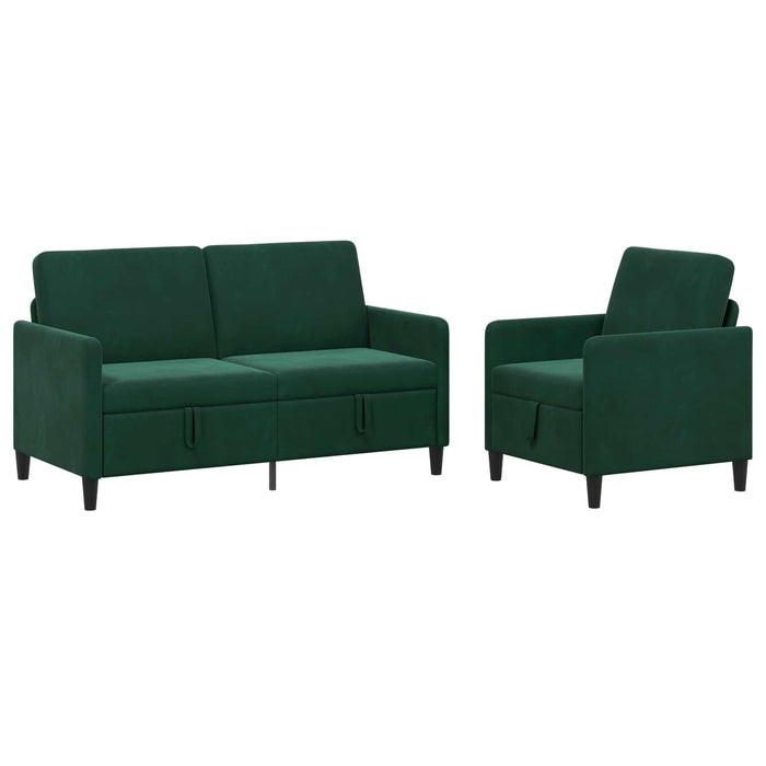 Set de canapea cu spațiu de depozitare 2 buc. Verde închis WALTI