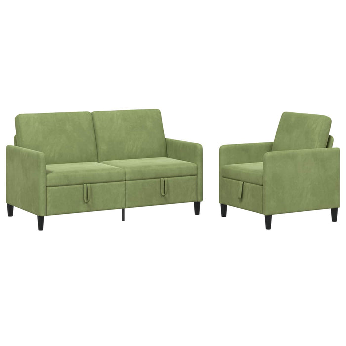 Set de canapea cu spațiu de depozitare 2 buc. Verde deschis WALTI