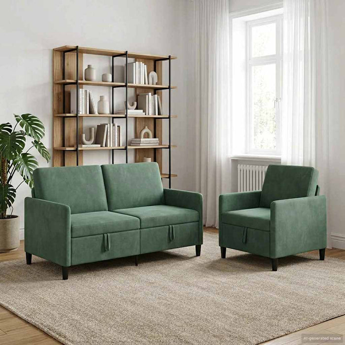 Set de canapea cu spațiu de depozitare 2 buc. Verde Mării WALTI