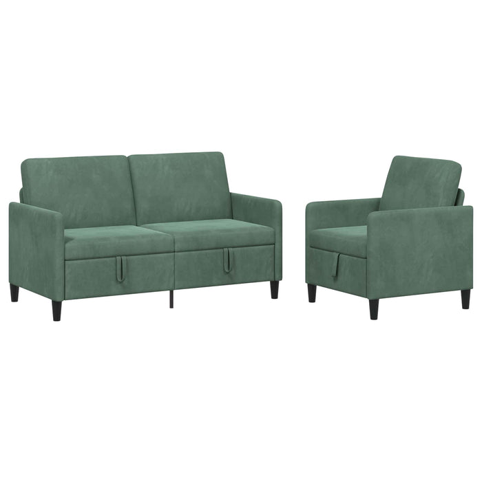 Set de canapea cu spațiu de depozitare 2 buc. Verde Mării WALTI