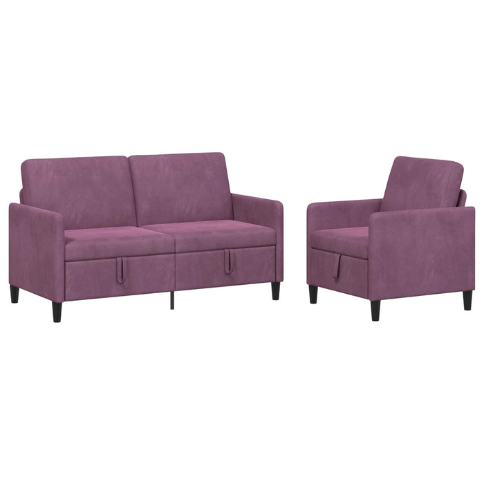 Set de canapea cu spațiu de depozitare 2 buc. Violet Poliester WALTI