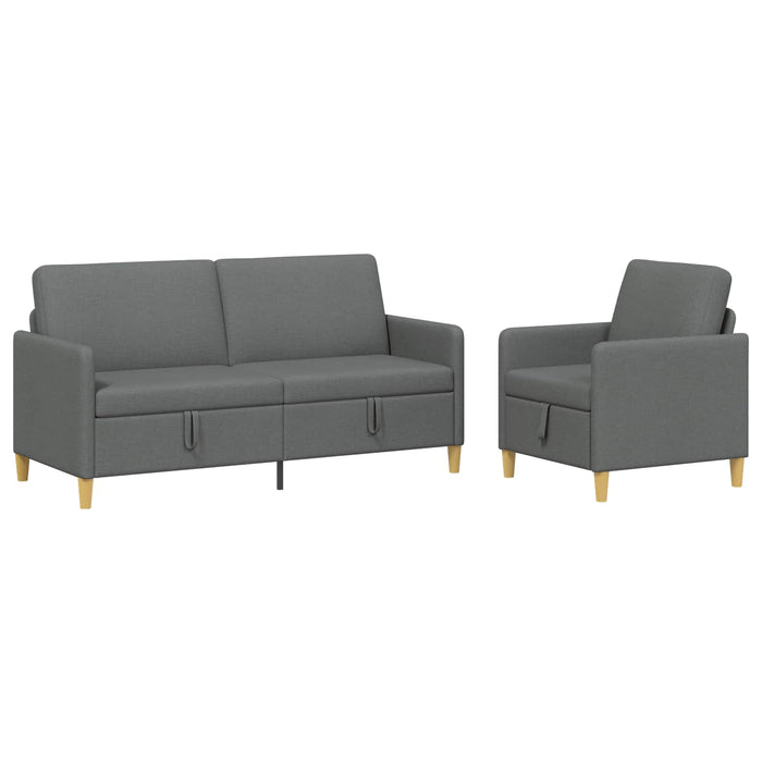 Set de canapea cu spațiu de depozitare 2 pcs Gri închis - WALTI WALTI