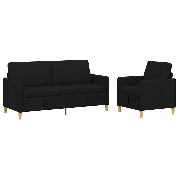 Set de canapea cu spațiu de depozitare 2 pcs Negru Poliester - WALTI WALTI