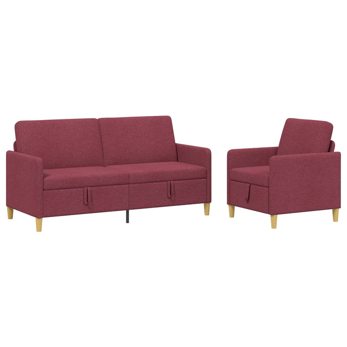 Set de canapea cu spațiu de depozitare 2 pcs Roșu Vin Poliester - WALTI WALTI