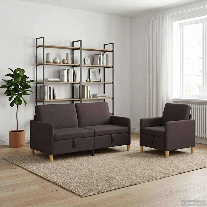 Set de canapea cu spațiu de depozitare 2 pcs Maro închis - WALTI WALTI