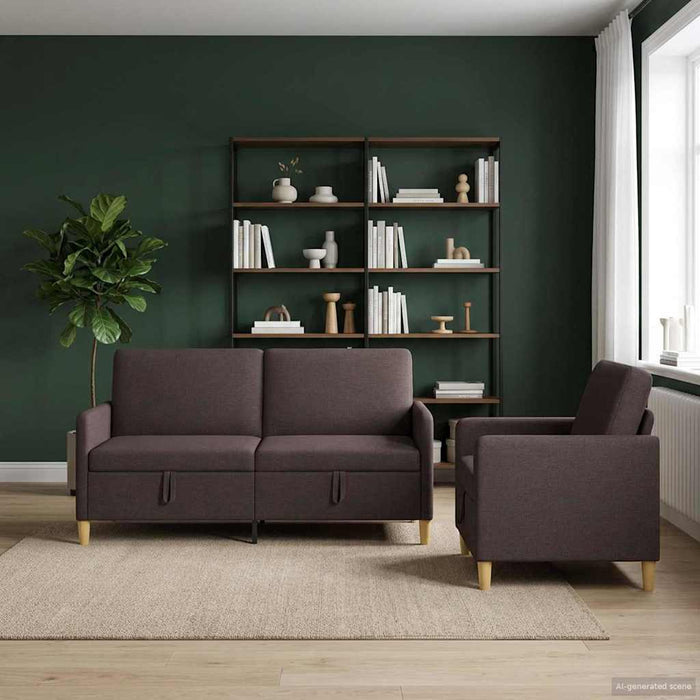 Set de canapea cu spațiu de depozitare 2 pcs Maro închis - WALTI WALTI
