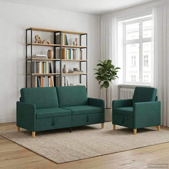 Set de canapea cu spațiu de depozitare 2 pcs Verde închis - WALTI WALTI