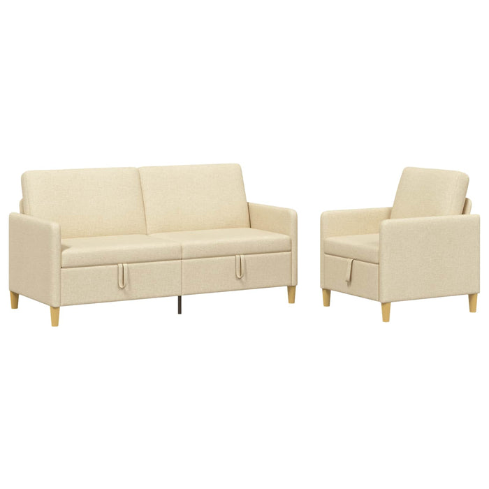 Set de canapea cu spațiu de depozitare 2 pcs Crem Poliester - WALTI WALTI
