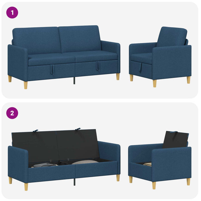 Set de canapea cu spațiu de depozitare 2 pcs albastru Poliester - WALTI WALTI