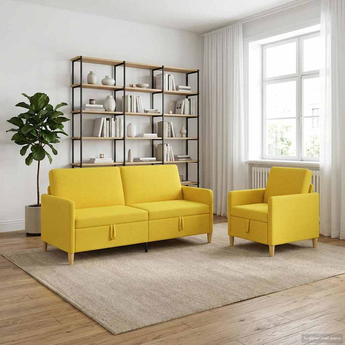 Set de canapea cu spațiu de depozitare 2 pcs Galben Deschis - WALTI WALTI