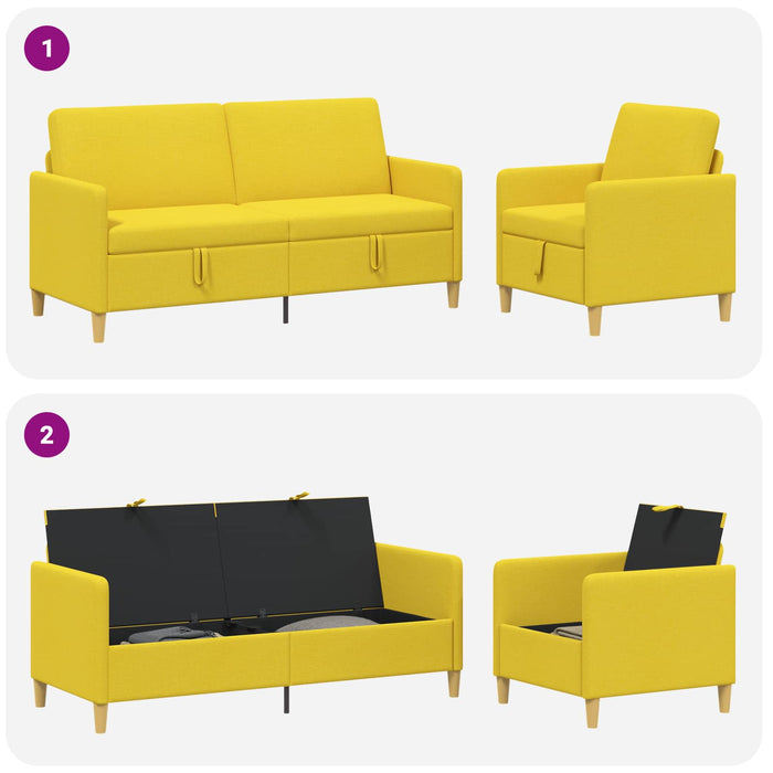 Set de canapea cu spațiu de depozitare 2 pcs Galben Deschis - WALTI WALTI